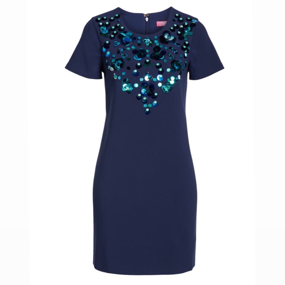 Lilly Pulitzer Sequin Embellished Havyn Dress In Navy Size 0